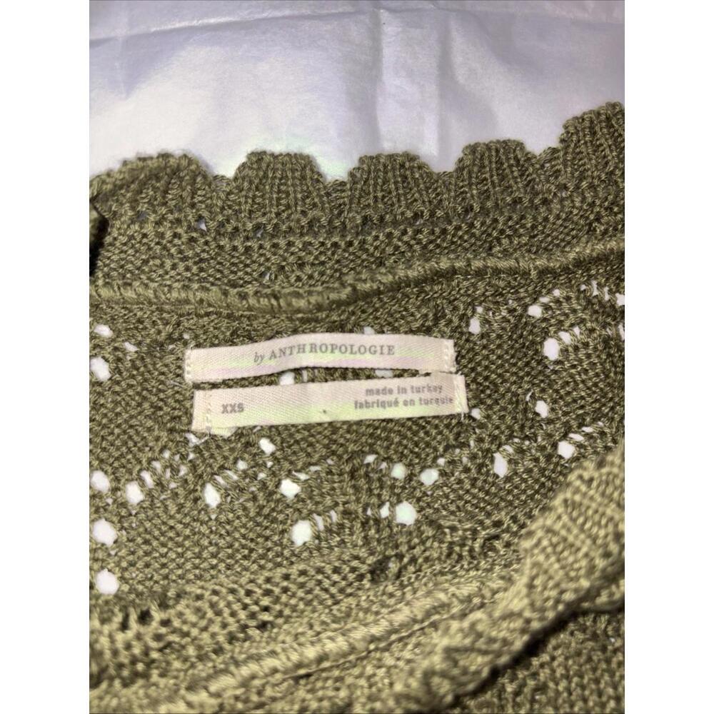 Anthropologie Pointelle Sweater Shirt Green Size XXSmall $88 Whimsical NWOT - Picture 5 of 11